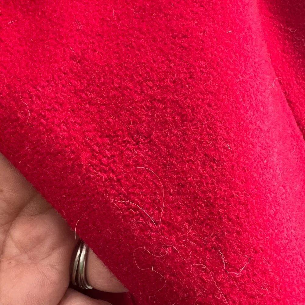 Vintage union made NYG new york girl red wool trench coat glamorous chic‎ 16